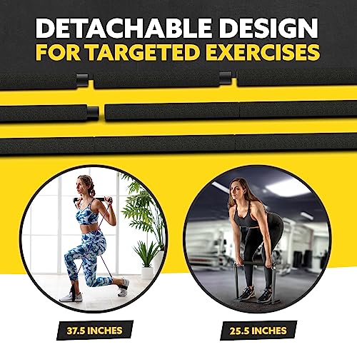 Padded workout bar featuring detachable parts for focused training