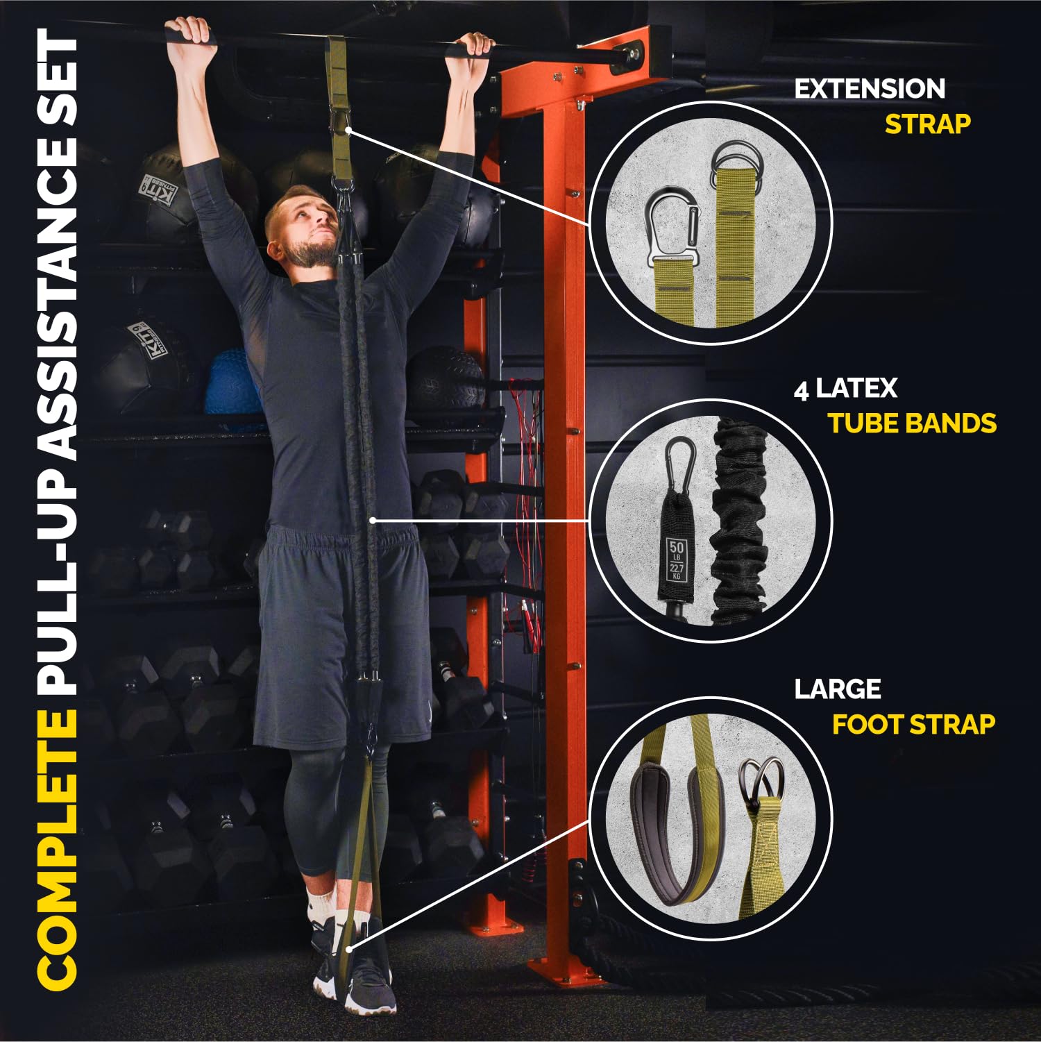 Full set of military green pull up assist bands