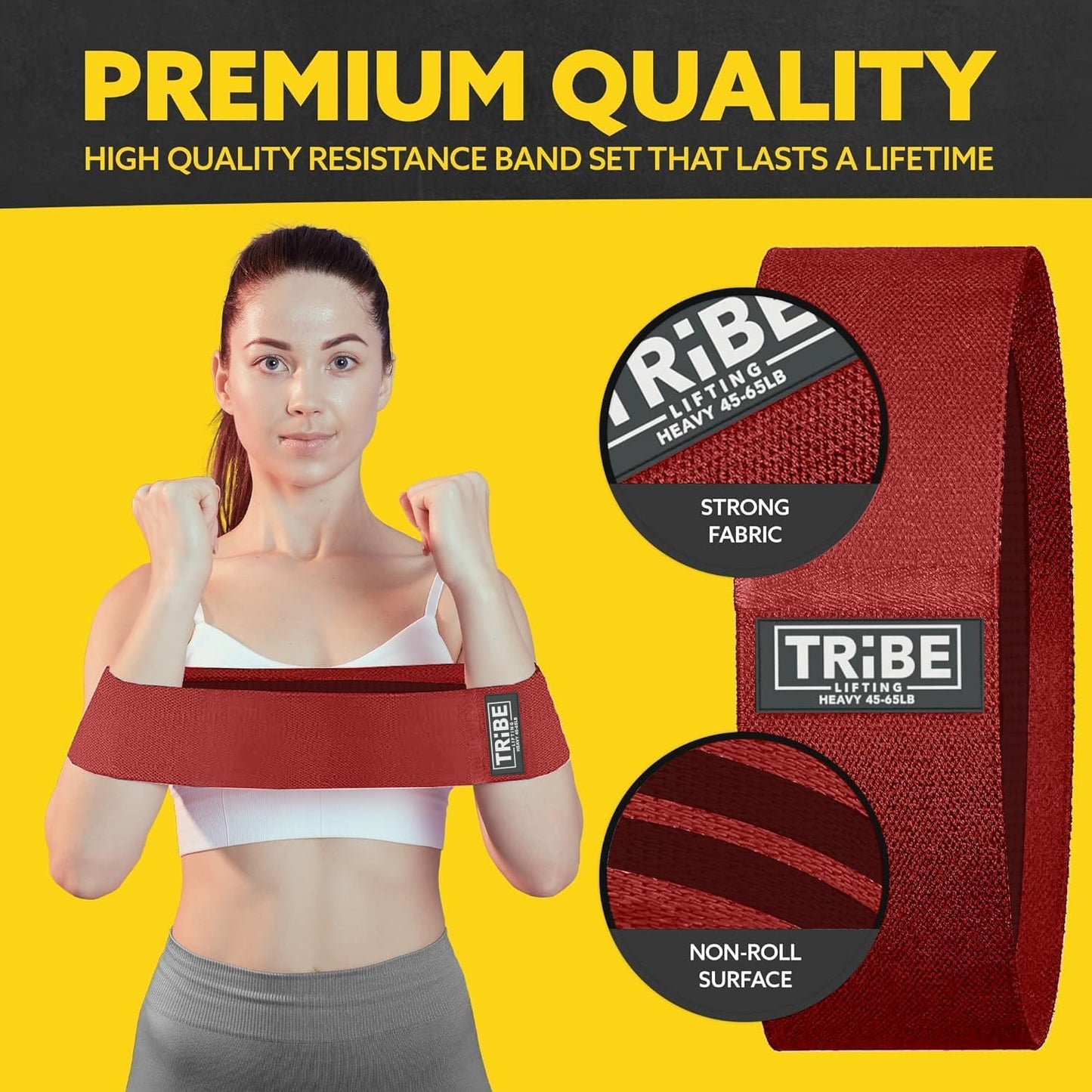 Premium red resistance bands set 3 levels superior quality