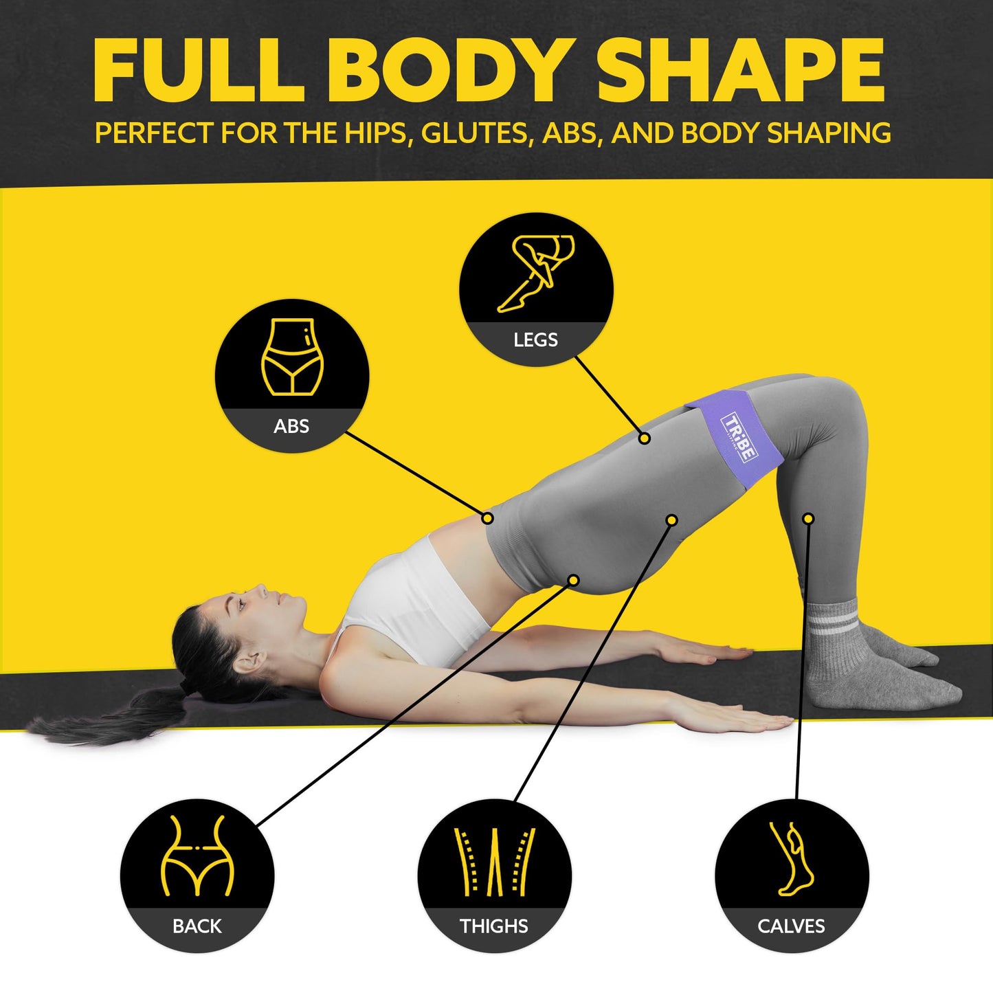 Full body workout with purple fabric resistance bands