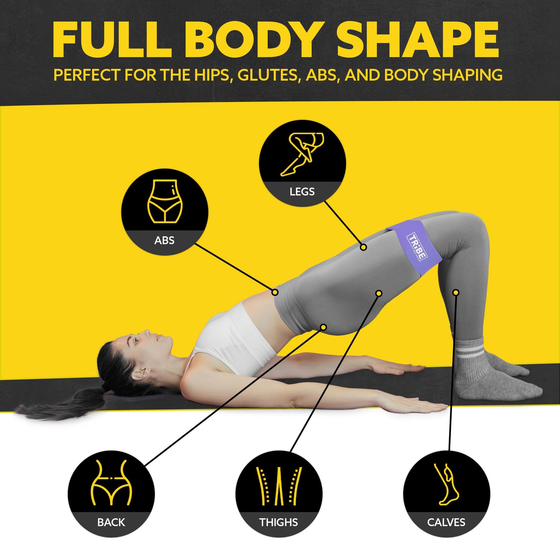 Full body workout with purple fabric resistance bands