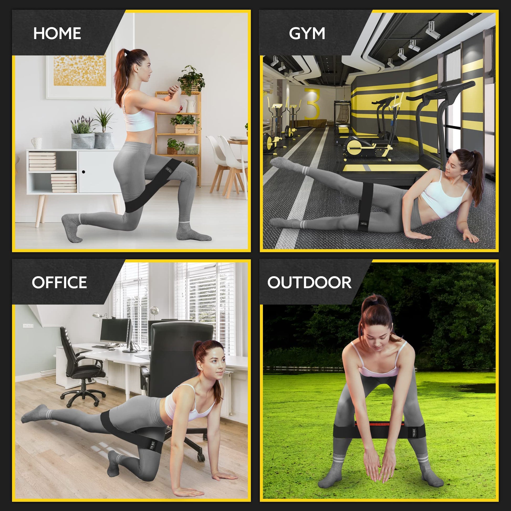 Premium Black fabric bands 3 pack perfect for home gym outdoor and office training
