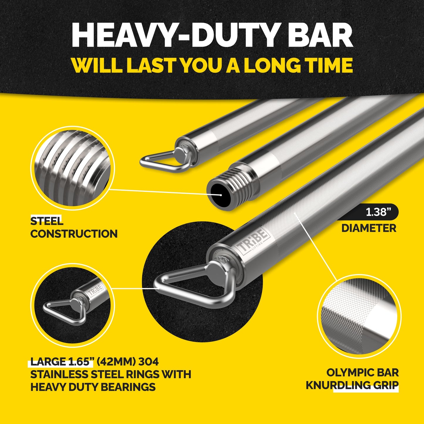 Chrome heavy duty workout bar built for durability and strength