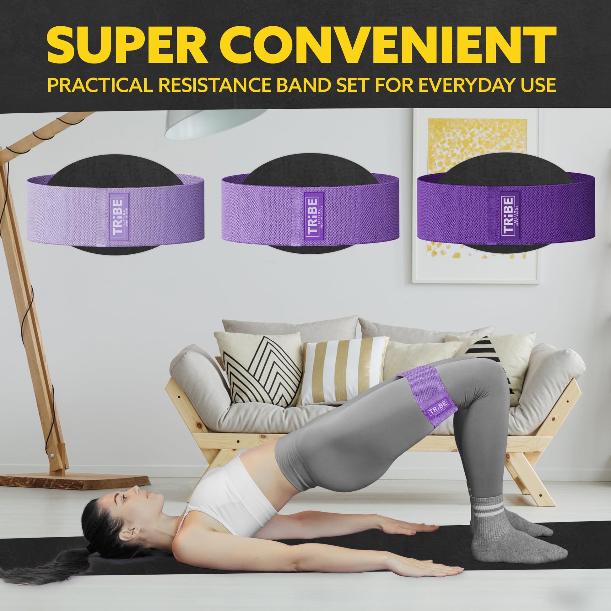 Set of 3 Purple elastic bands designed for easy and convenient use
