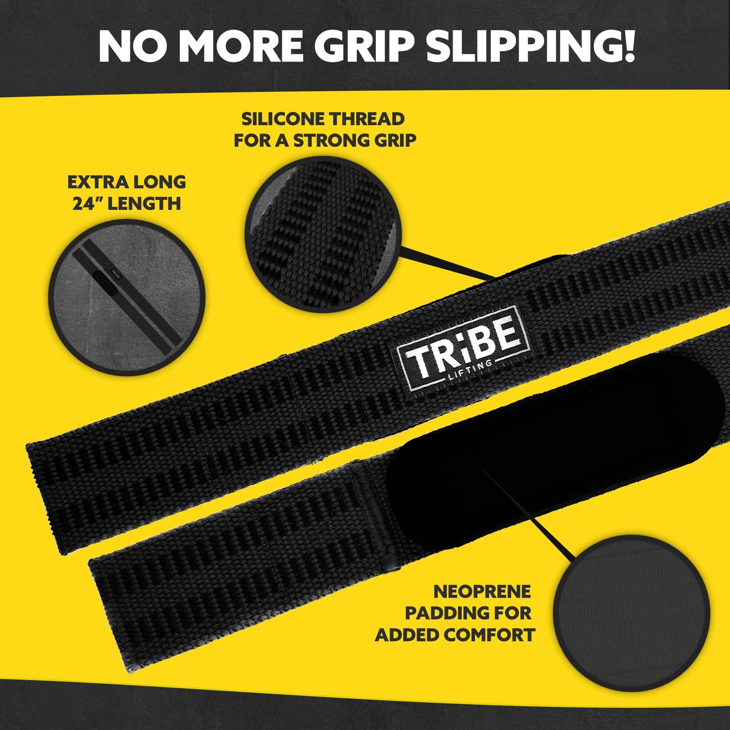 Workout black lifting straps for firm grip and lifting safety