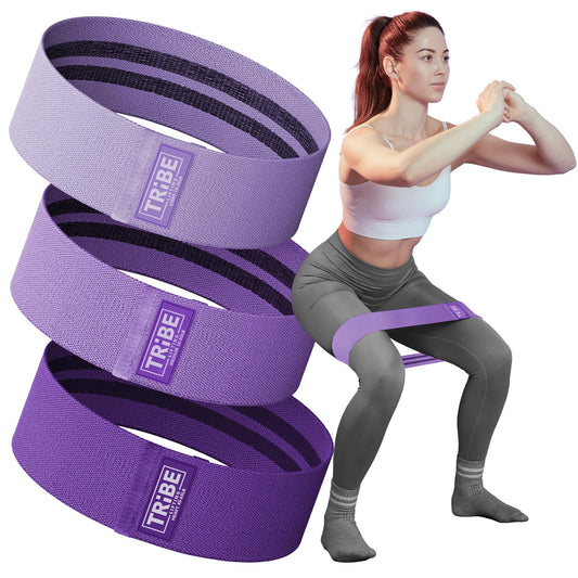 Purple gradient resistance band set – fabric, 3 pieces