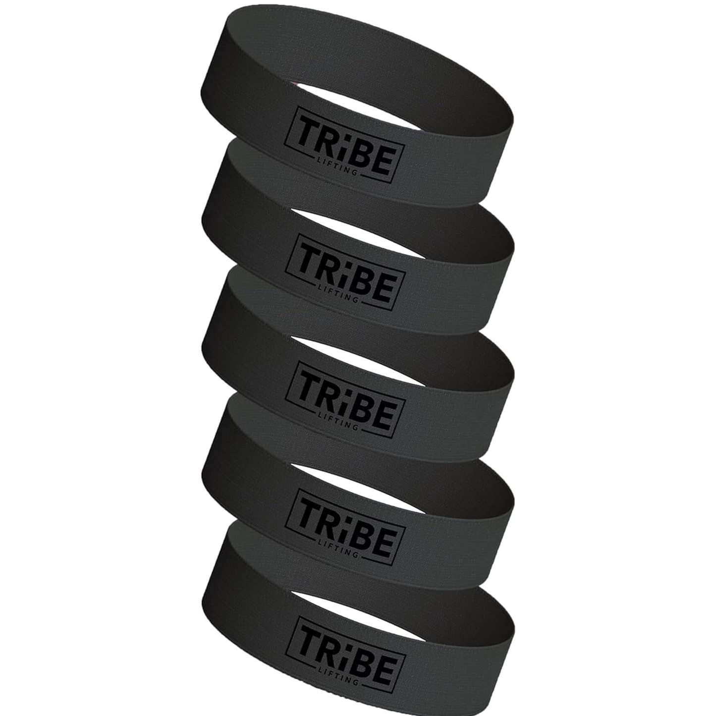 Black fabric workout bands – pack of 5, extra heavy resistance