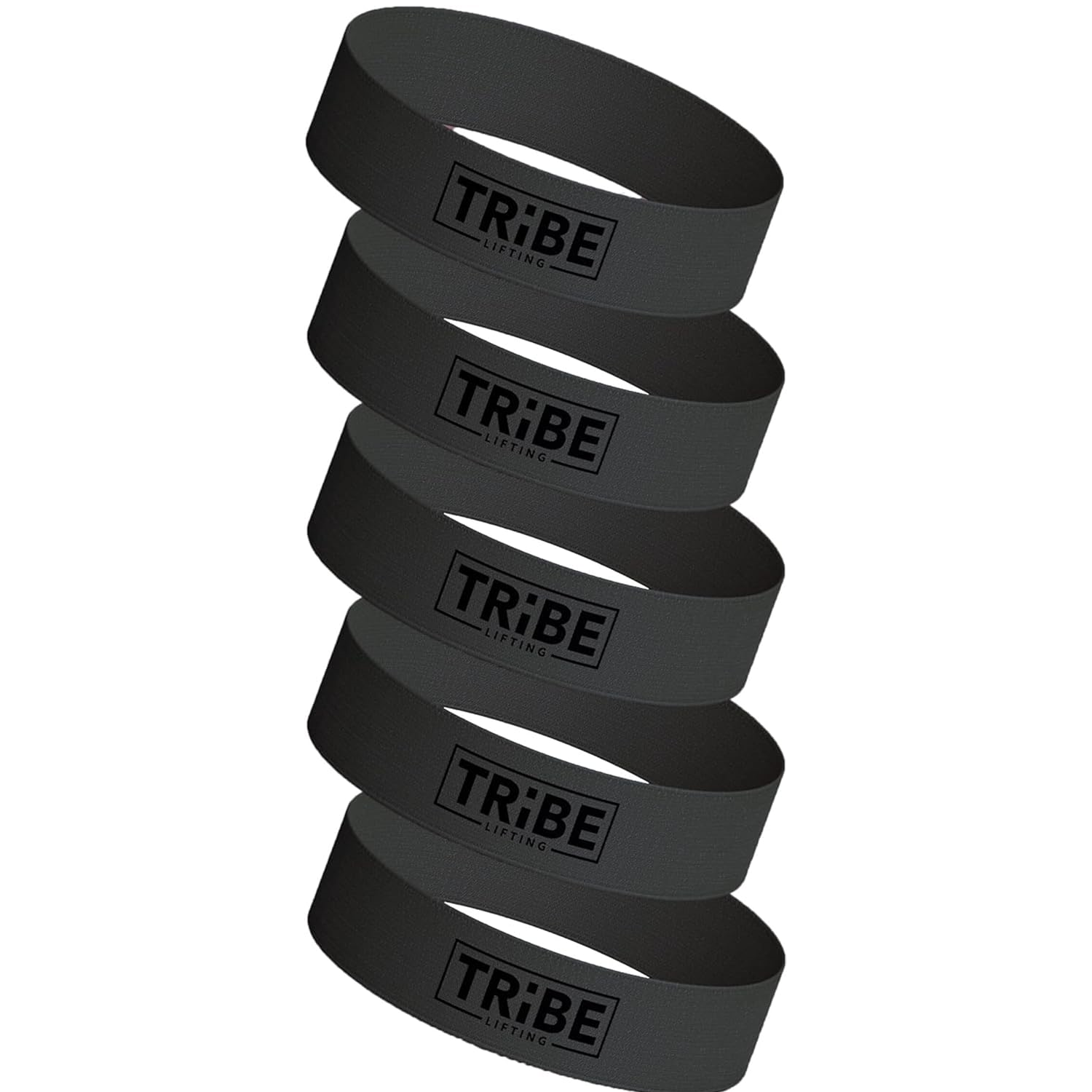 Black fabric workout bands – pack of 5, extra heavy resistance