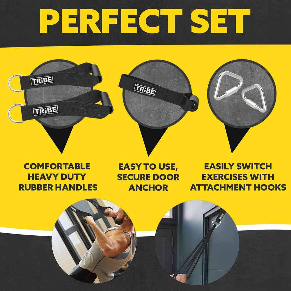 Long Resistance Bands with Handles – Black Set