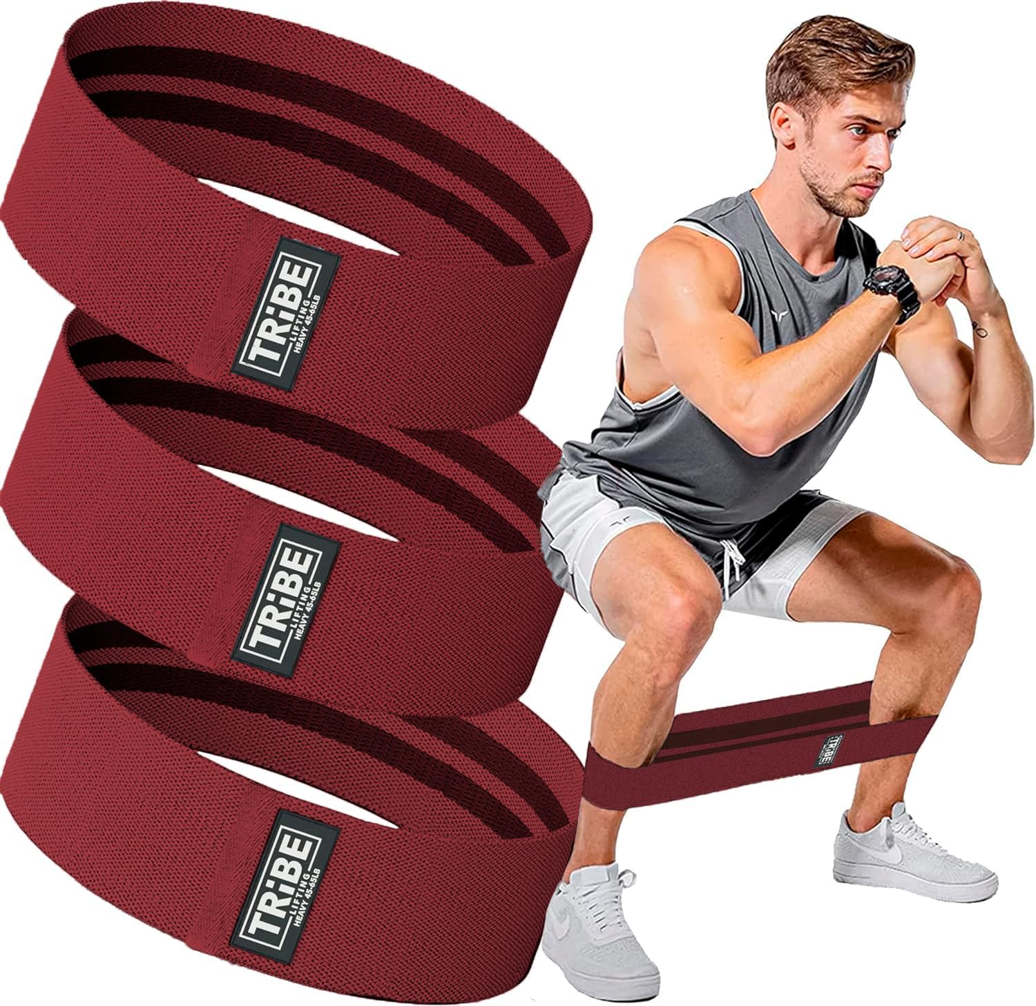 Red fabric resistance bands 3 pack