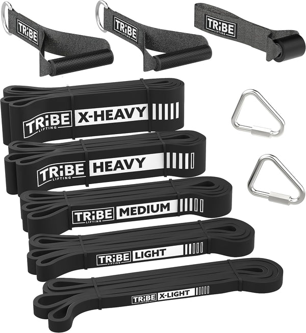 Long Resistance Bands with Handles – Black Set