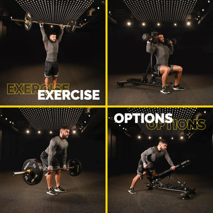 Man wearing gray Tribe Lifting wrist wraps and lifting straps while performing overhead press, shoulder press, deadlift, and bench row exercises for wrist support and grip stability.