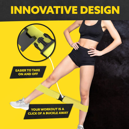 Tribe Lifting multicolor resistance bands with buckles showing an innovative buckle design for easier on and off use